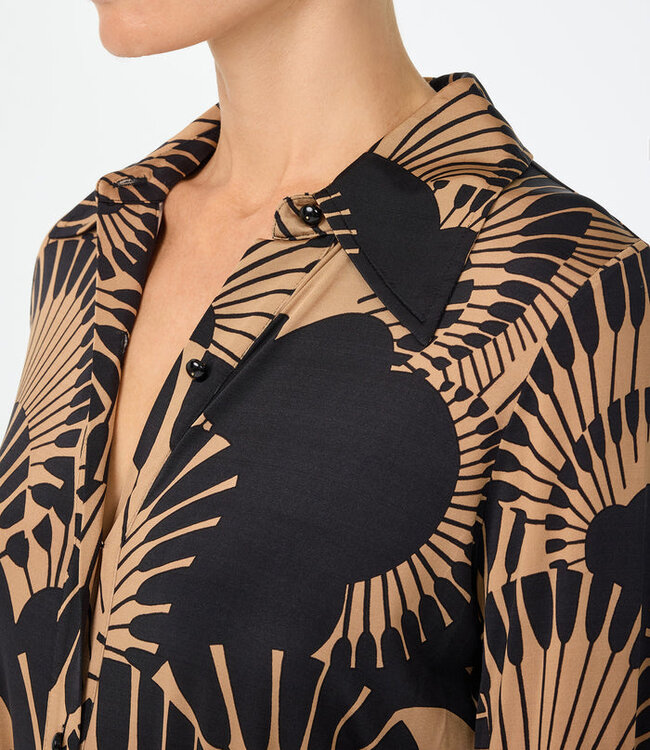 Trina Turk Radio City Black/Camel Shirt Dress