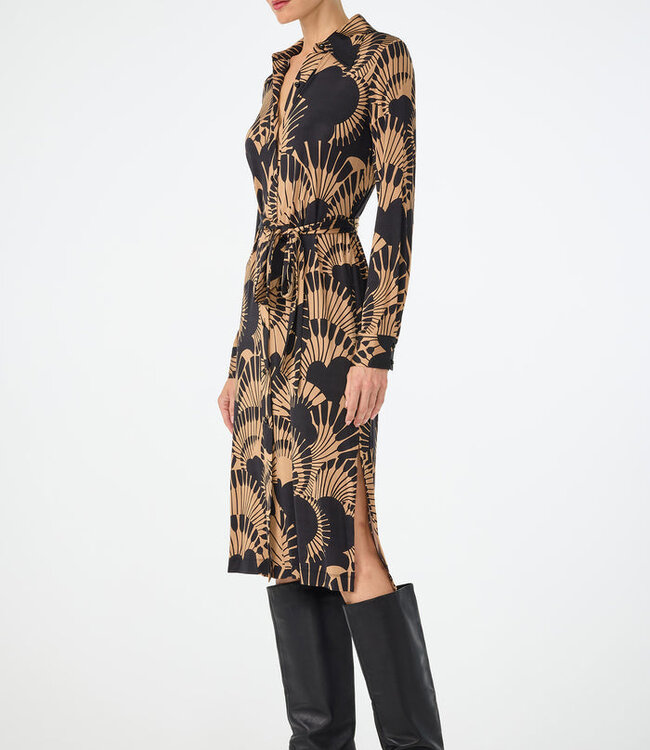 Trina Turk Radio City Black/Camel Shirt Dress