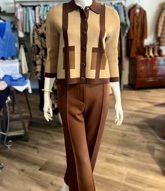 Trina Turk Gaia Tan/Brown Knit Cardigan