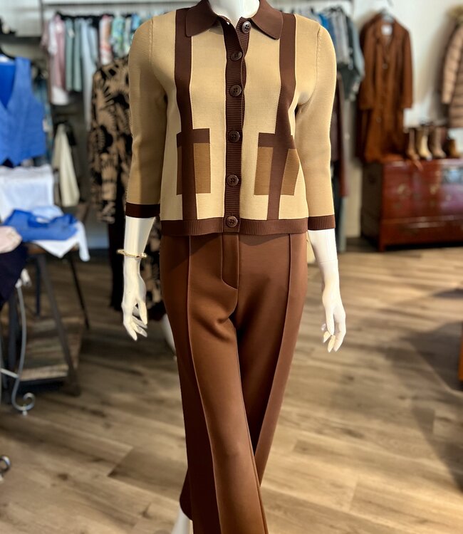 Trina Turk Gaia Tan/Brown Knit Cardigan