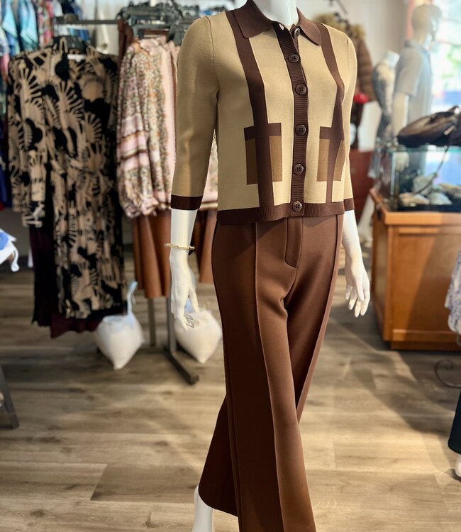 Trina Turk Gaia Tan/Brown Knit Cardigan