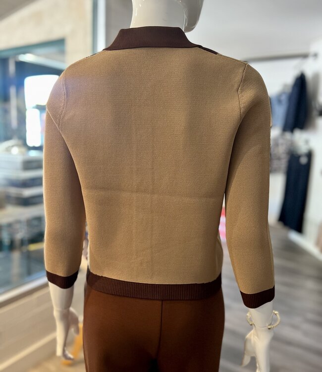 Trina Turk Gaia Tan/Brown Knit Cardigan