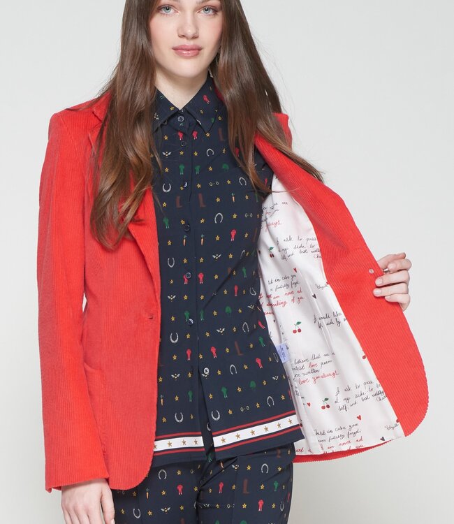 Vilagallo Gadea Pana Roja Stretch Corduroy Blazer