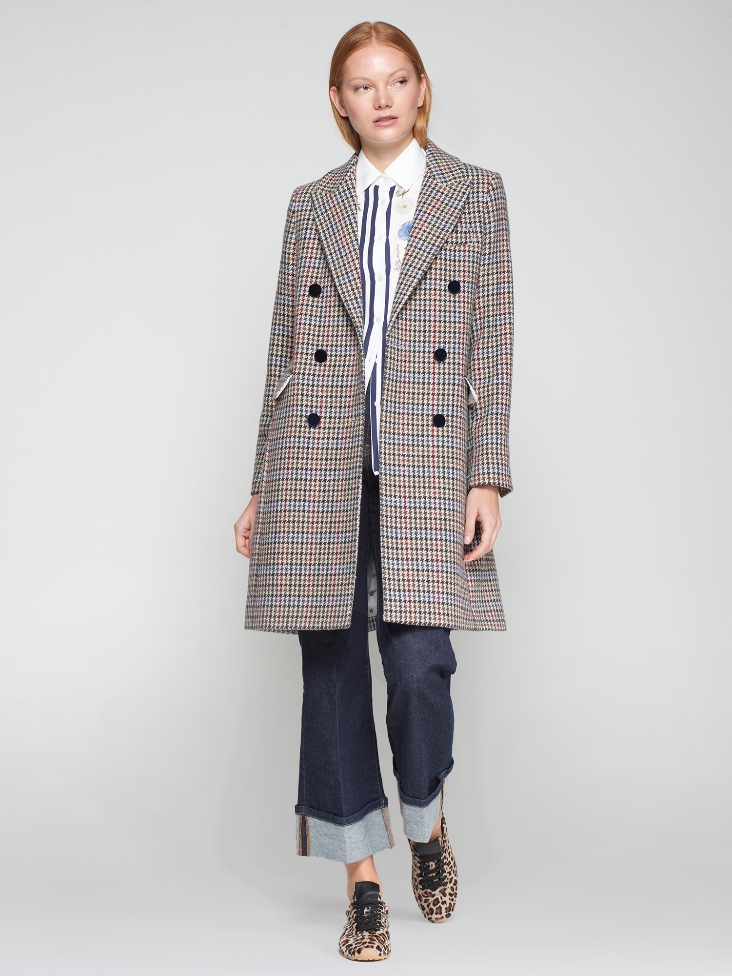 Vilagallo Multi Houndstooth Overcoat - Bettina's of Los Gatos