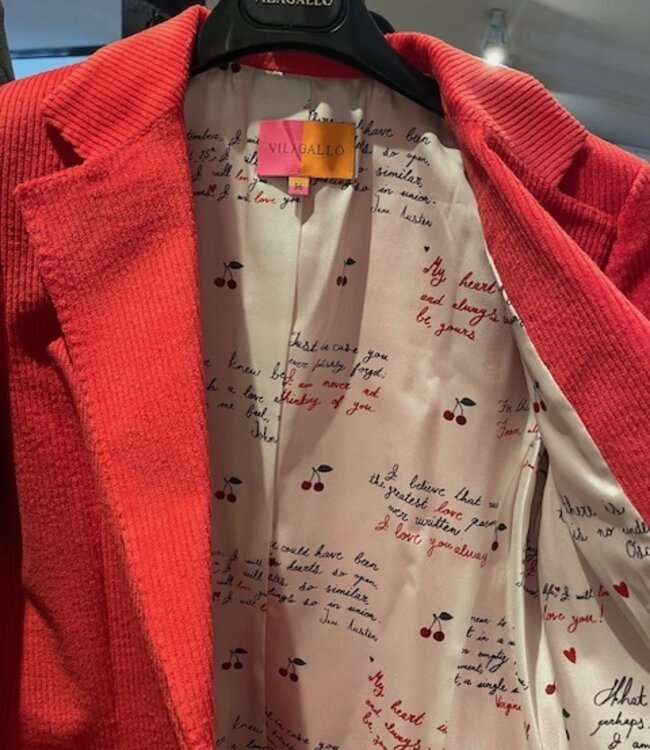 Vilagallo Gadea Pana Roja Stretch Corduroy Blazer