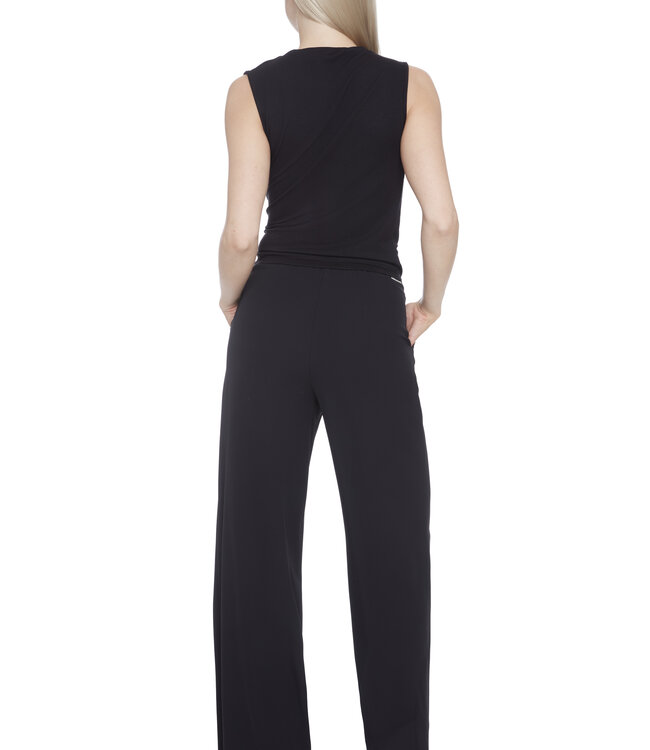 Tyler Madison Black Short Sleeve Ruched Side Ponte Top