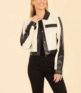 Dolce Cabo Two Tone Vegan Jacket Ivory/Black