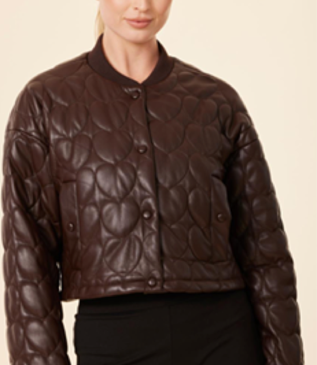 Dolce Cabo Vegan Coffee Quilted Bomber Jacket