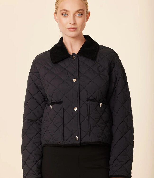 Dolce Cabo Velvet Collar Quilt Black Jacket