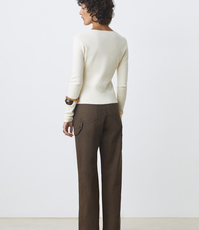 Suncoo Ivory Ruffled Cardigan