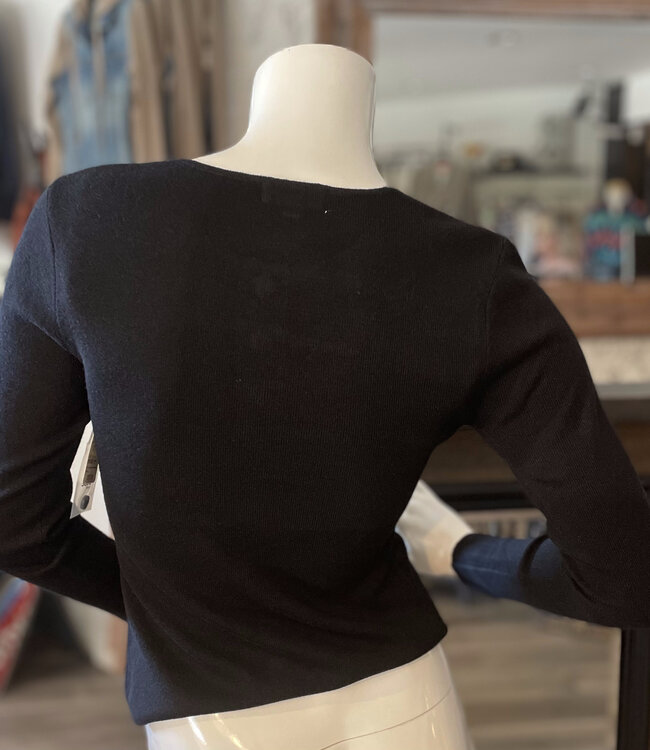 Suncoo Black Ruffled Cardigan