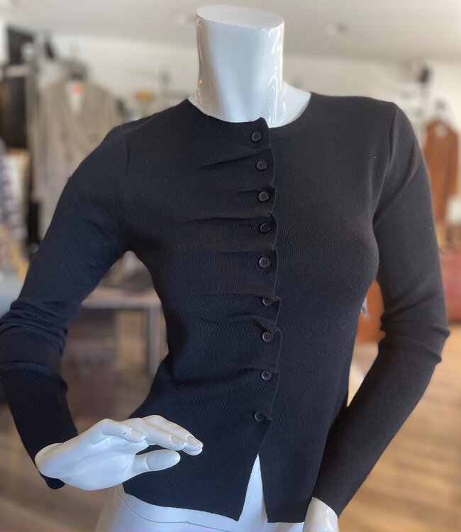 Suncoo Black Ruffled Cardigan