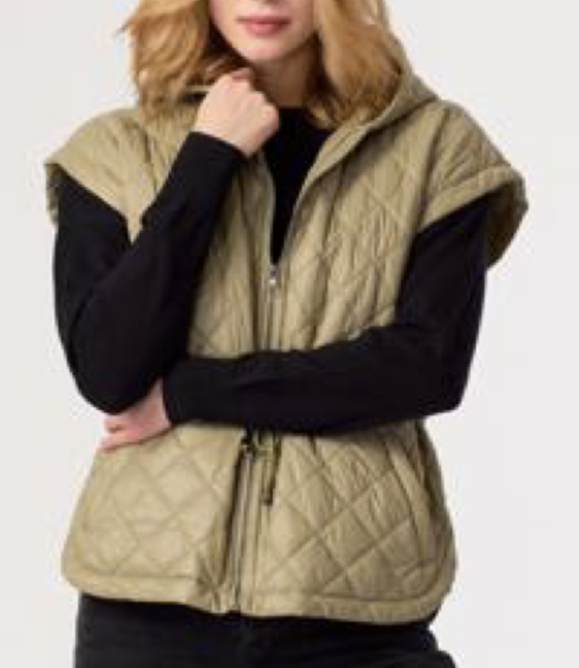 J Society Olive Quilted Hood Vest