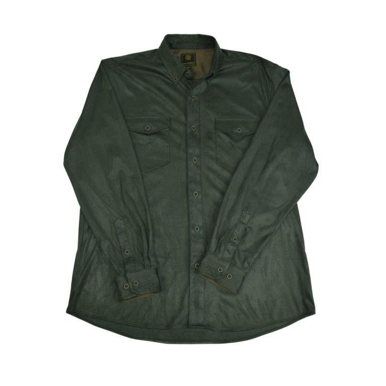FX L/S Faux Suede Shirt Olive - Bettina's of Los Gatos