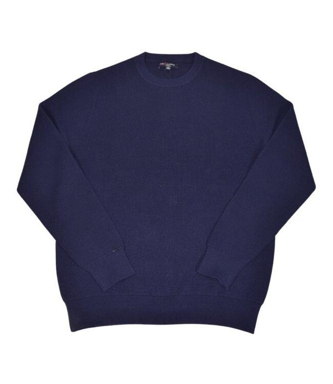 F/X Fusion Cotton Cashmere Tuck Stitch Crew Navy