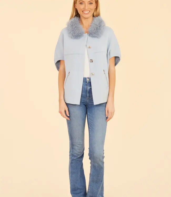 Dolce Cabo Baby Blue Faux Fur Cardigan
