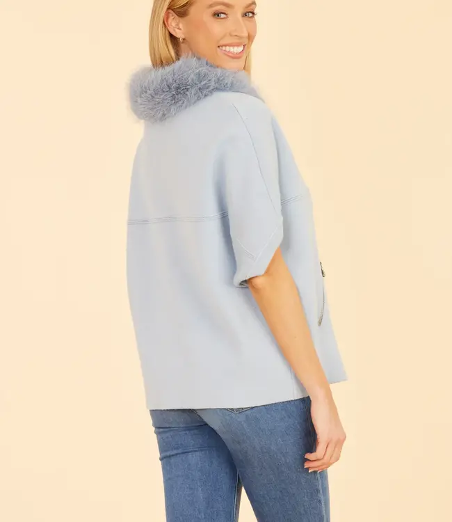Dolce Cabo Baby Blue Faux Fur Cardigan