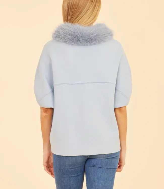 Dolce Cabo Baby Blue Faux Fur Cardigan
