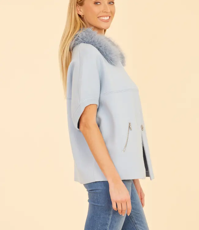 Dolce Cabo Baby Blue Faux Fur Cardigan