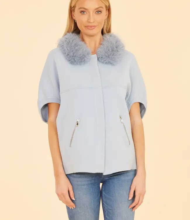 Dolce Cabo Baby Blue Faux Fur Cardigan