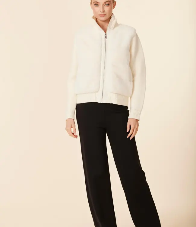 Dolce Cabo Cream Faux Fur Quilted Back Jacket