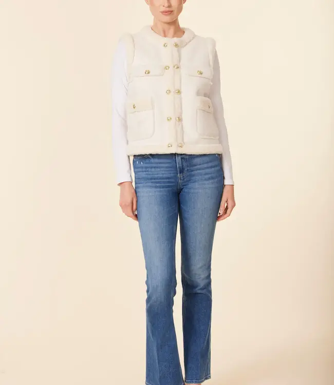 Dolce Cabo Cream Faux Shearling Vest w/Pockets