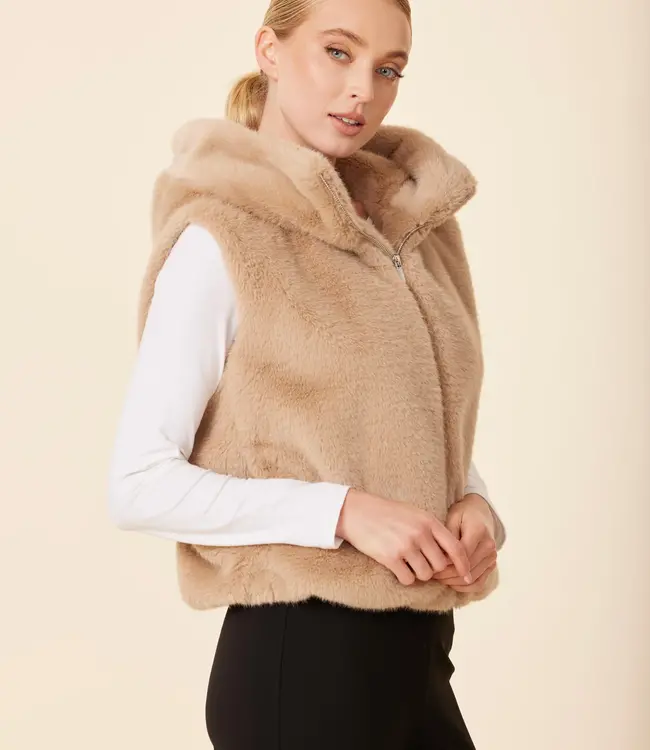 Dolce Cabo Champagne Faux Fur Zip Hoody