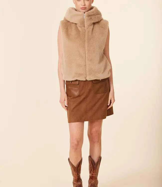 Dolce Cabo Champagne Faux Fur Zip Hoody