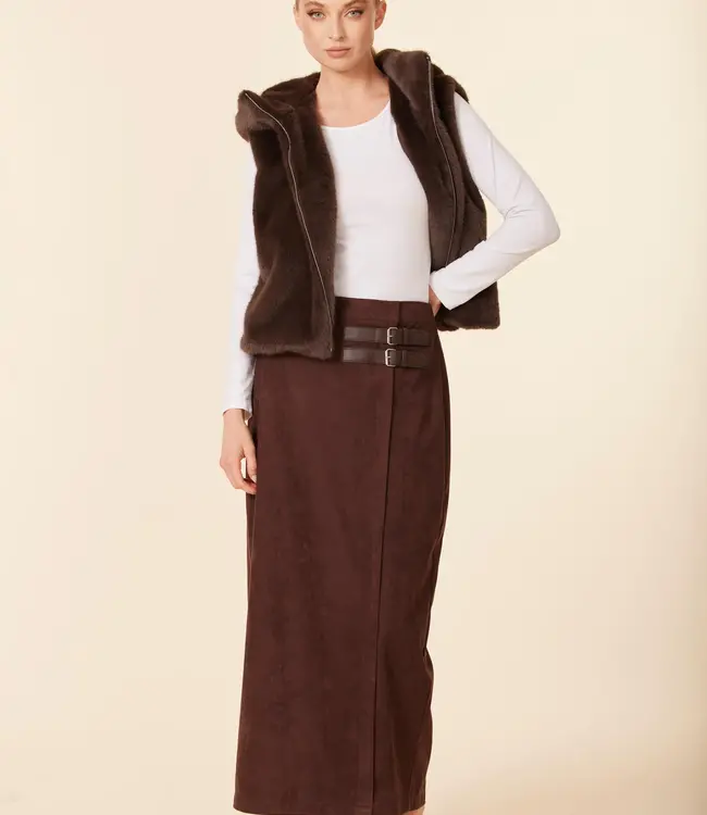 Dolce Cabo Dark Brown Faux Fur Zip Hoody