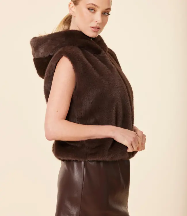 Dolce Cabo Dark Brown Faux Fur Zip Hoody