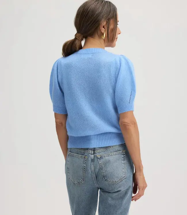 W.Cashmere Sheila Cashmere Puff Sleeve Cardigan Cornflower