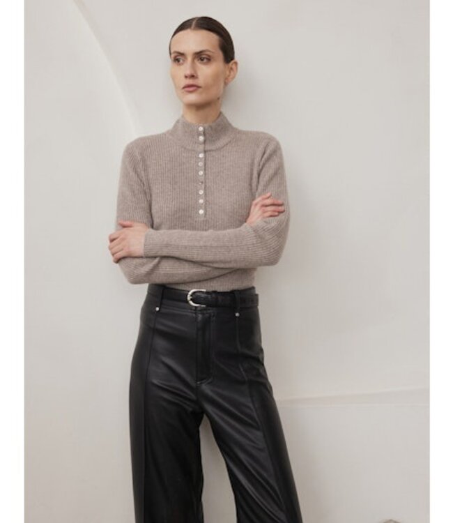 W.Cashmere Circe Cashmere Ribbed Henley Grey