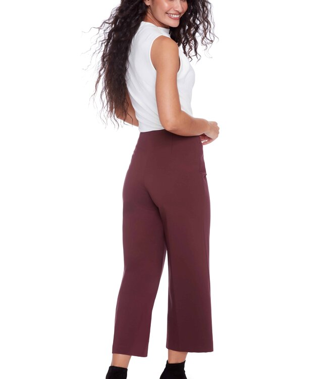 Tyler Madison Merlot Ponte Knit Wide Leg Crop