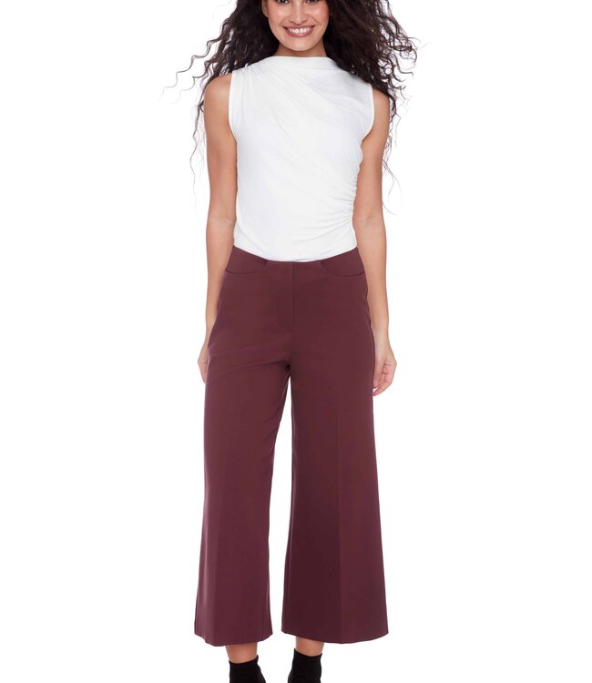 Tyler Madison Merlot Ponte Knit Wide Leg Crop