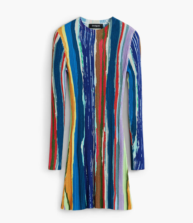 Desigual Long Sleeve Water Color Print Dress