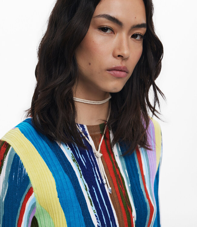 Desigual Long Sleeve Water Color Print Dress