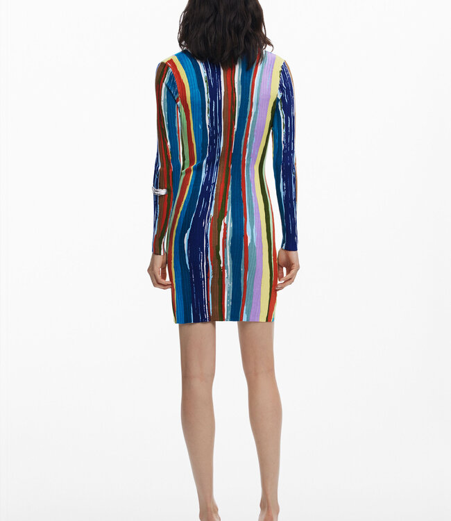 Desigual Long Sleeve Water Color Print Dress
