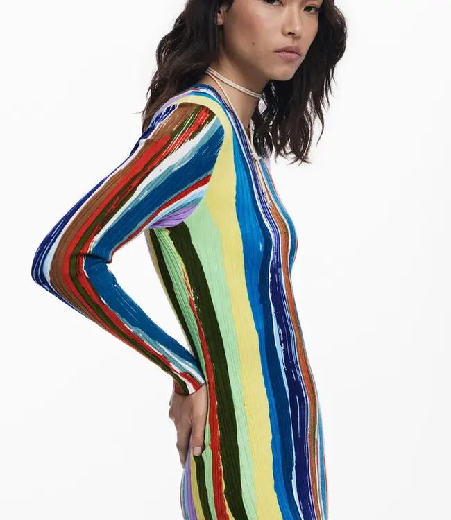 Desigual Long Sleeve Water Color Print Dress