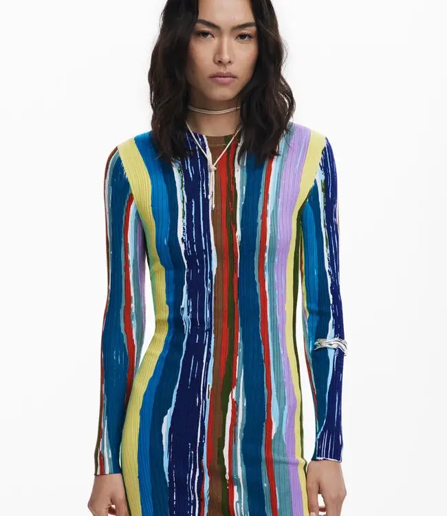 Desigual Long Sleeve Water Color Print Dress