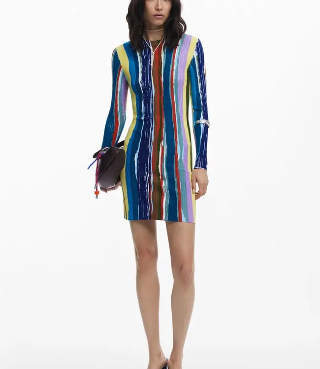 Desigual Long Sleeve Water Color Print Dress