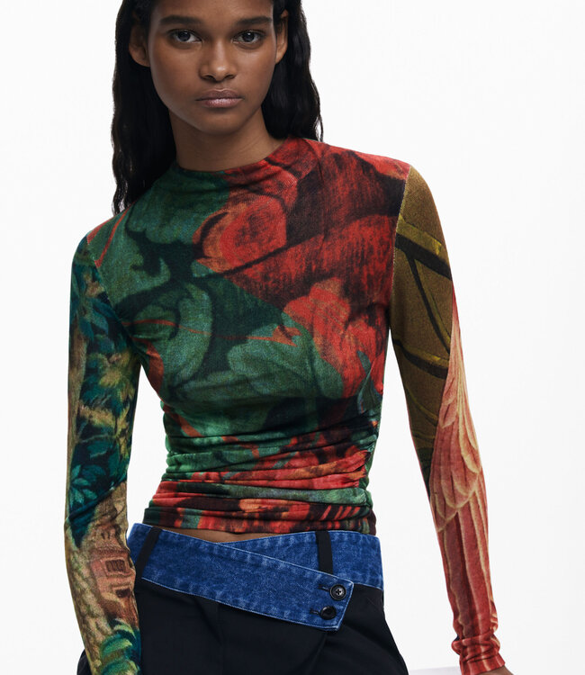 Desigual Autumn Mock Neck Thin Sweater
