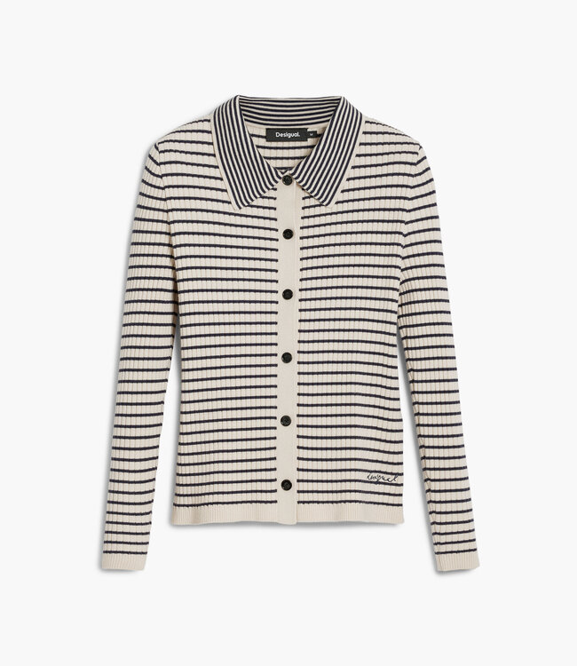 Desigual Ribbed Striped Collared Jacket