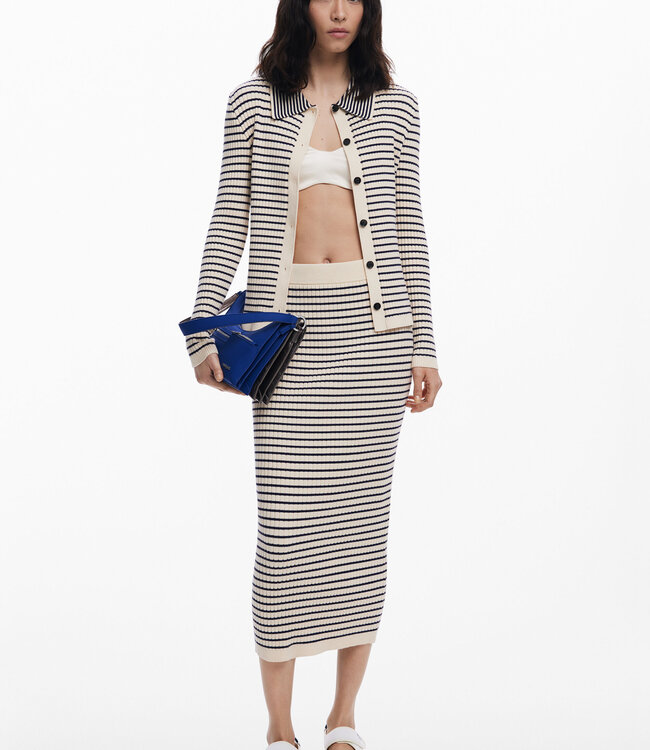 Desigual Ribbed Striped Collared Jacket