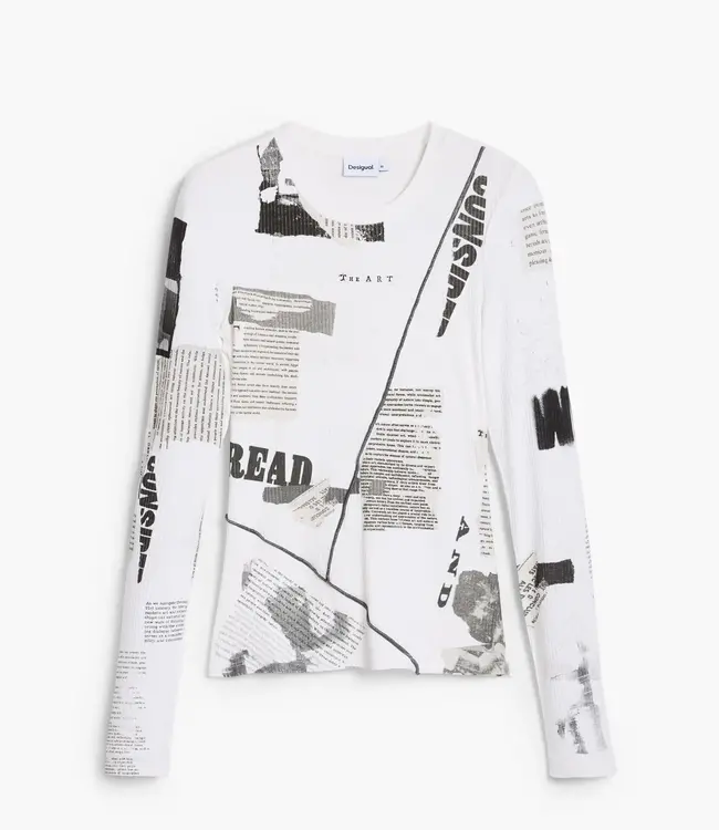 Desigual Newspaper Crew Long Sleeve Top