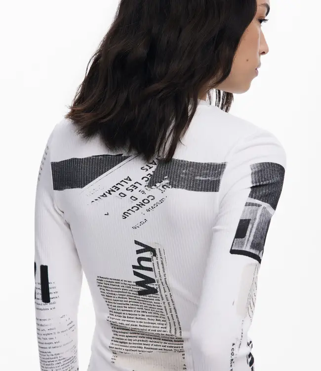 Desigual Newspaper Crew Long Sleeve Top