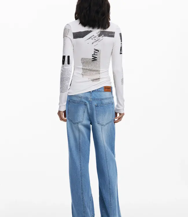 Desigual Newspaper Crew Long Sleeve Top