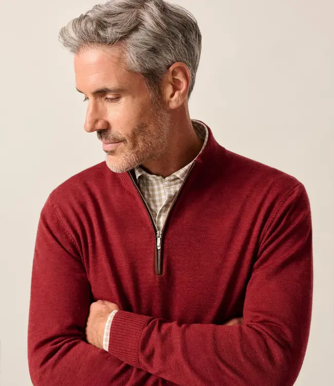 Johnnie-O Raynor 1/4 Zip Sweater Cinnamon