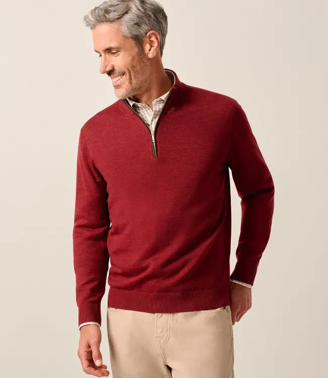 Johnnie-O Raynor 1/4 Zip Sweater Cinnamon