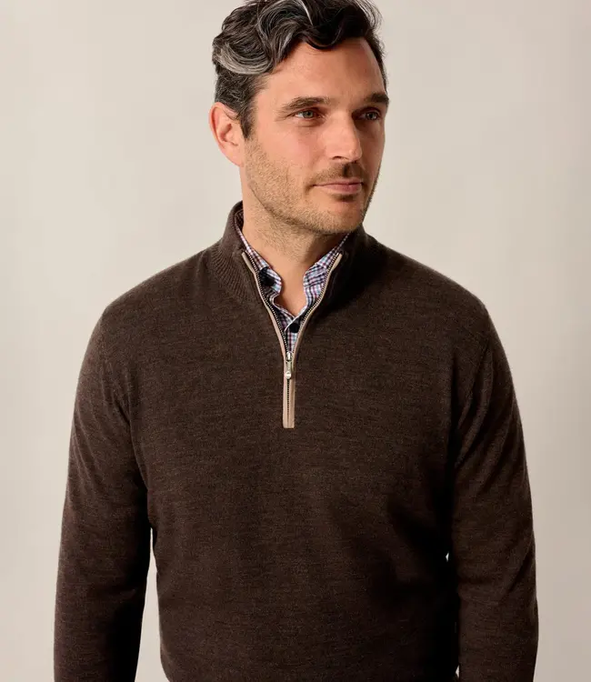 Johnnie-O Raynor 1/4 Zip Cocoa Sweater