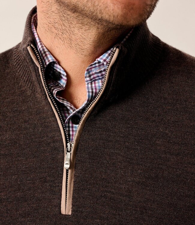 Johnnie-O Raynor 1/4 Zip Cocoa Sweater